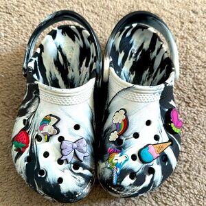 Black and white Crocs